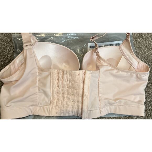 Deep Cup Bra 40 Pink Hide Back Fat Full Coverage Push Up Sports Bras New - Picture 4 of 6